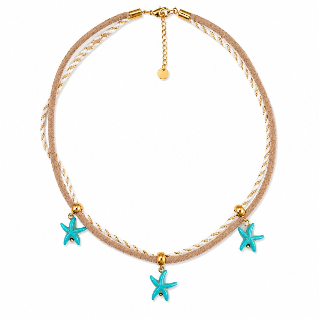 Estrellas Turquesa Cuerda Marrón