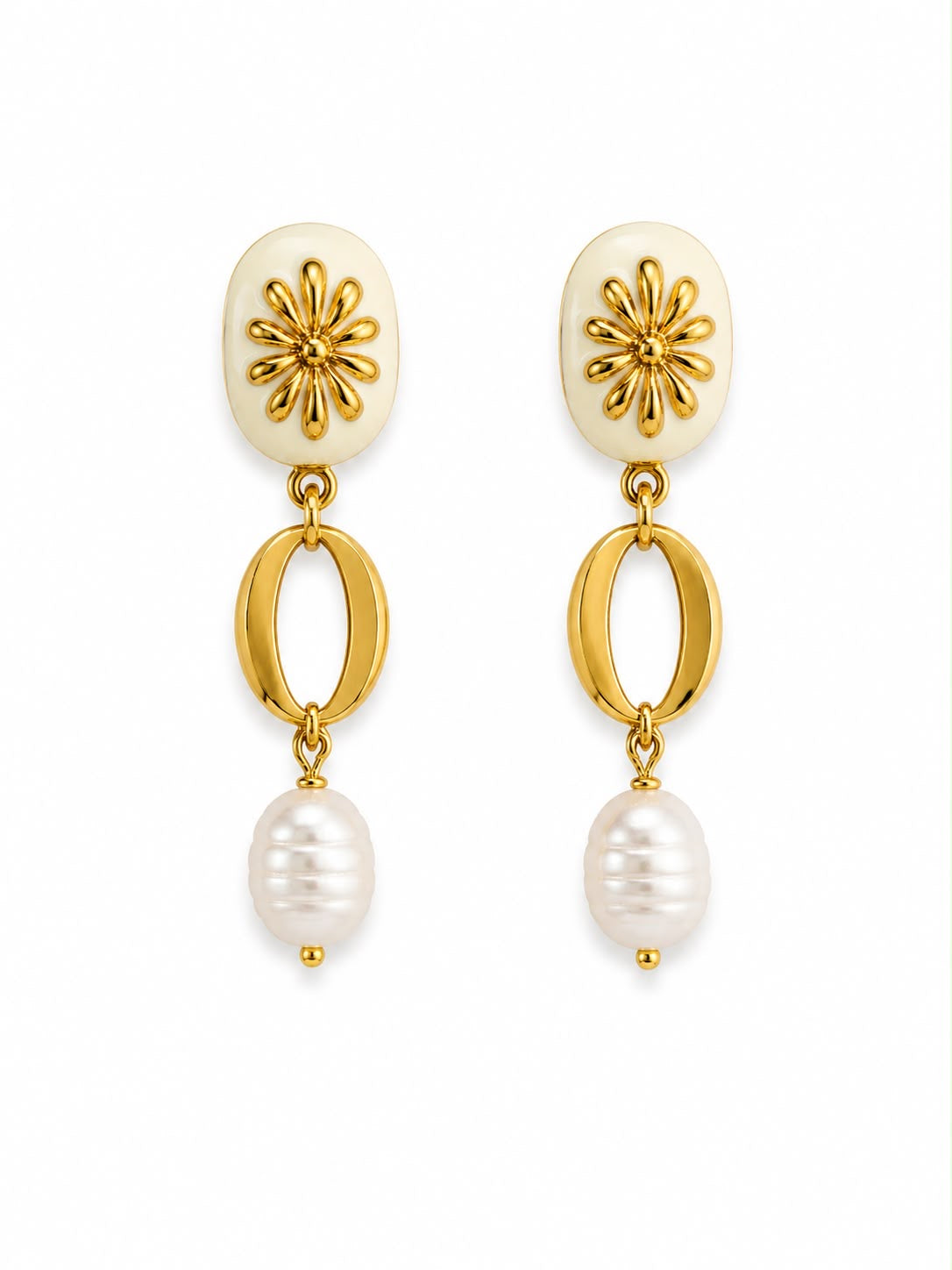 Pendientes perla blanco esmaltado