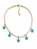 Estrellas Turquesa Cuerda Blanca