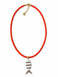 Pez rayas esmaltado cuerda roja